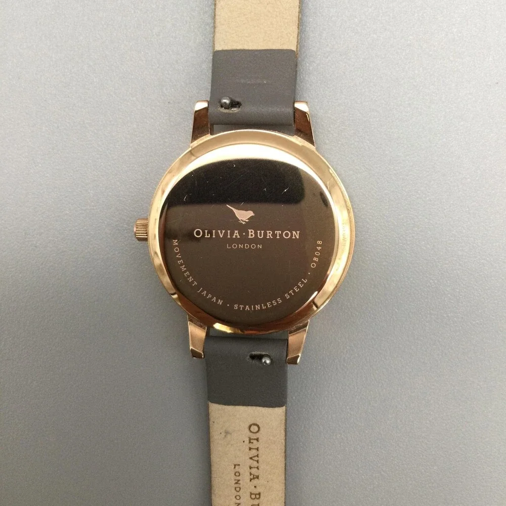 Olivia Burton Womens Watch 30mm Floral Dial Leather Rose Gold Tone New Battery